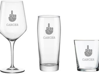 F#@% CANCER Wine, Beer, or Rocks Glass, Get Well Gift, Inspirational Gift, Cancer Survivor Gift, Breat Cancer Gift Survivor Cancer Awareness
