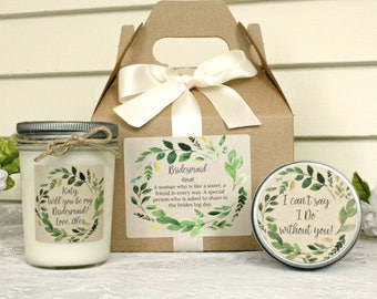 Will you be my Bridesmaid / Bridesmaid Proposal / Will You Be my Maid of Honor / Bridesmaid Box Gift / Greenery Wedding Gift / Thank you