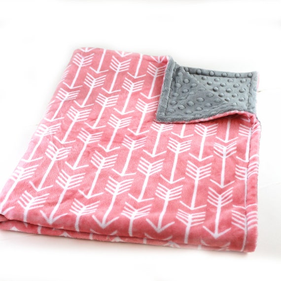 Adult Minky Blanket, Personalized Blanket - Gray Coral Throw - Arrow Blanket // Minky Throw Blanket // Large Minky Blanket / Twin Blanket