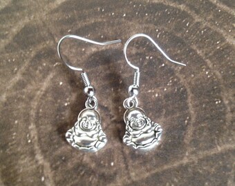 Buddha Earrings - Tibetan Silver - Lightweight - Dangle