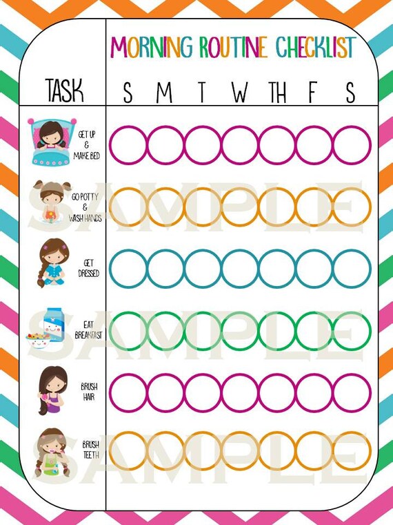 Printable Morning Routine Checklist Girl