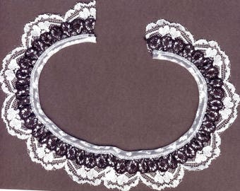 Double gathered lace trim White and Black 15yd (XD151)