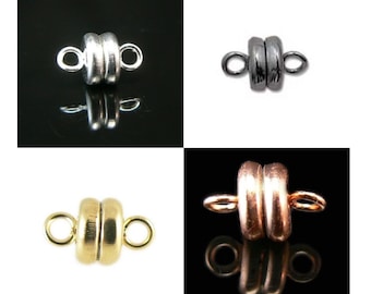 SUPER STRONG 7x6 mm silver, gold, or copper plated, or black oxide magnetic clasps, 6 or 12 clasps. Great for necklaces, lanyards, bracelets