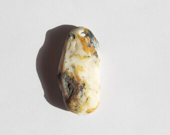 Natural stone pendant large stone bead drilled beach stone jewelry stone top drilled natural rock beads drilled rock for jewelry (DS-59)