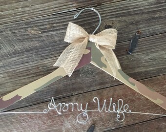 Army Wife, Bridal Hanger, Military Bride, Personalized Hanger, Bride Hanger, Support Our Troops, Wedding Hanger, Military Hanger