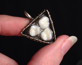 Tooth Fairy Series: Baby Tooth Trifecta Triangle Resin Set Pendant Necklace