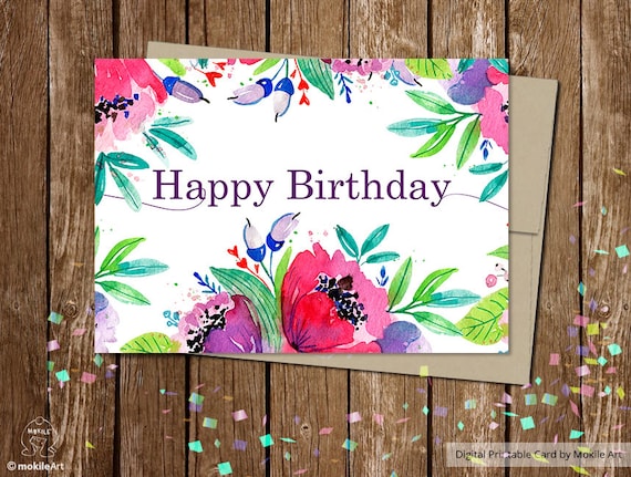 Birthday CardPrintable Birthday Cardflowers Birthday Card