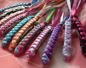 Braided Ribbon Barrettes / Party Pack of 6 YOUR CHOICE of Any Color Combos