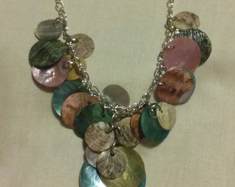 Silver Necklace with Multicolored Shells