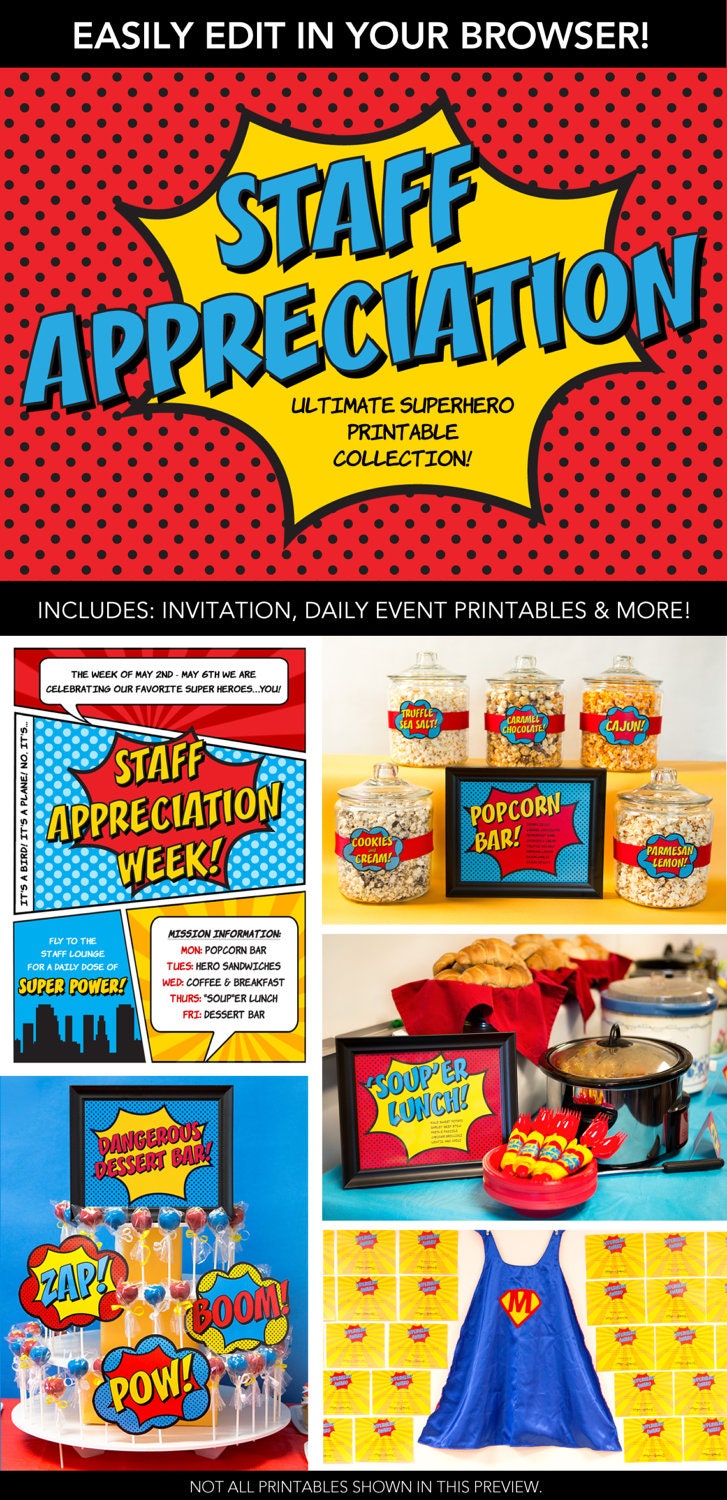 SPECIAL OFFER Editable SUPERHERO Staff Appreciation Week