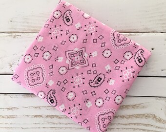 Pink and Black Bandana print Cotton Fabric 1/2 yard