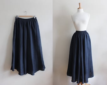 Vintage 1990s Black Silk Midi Skirt