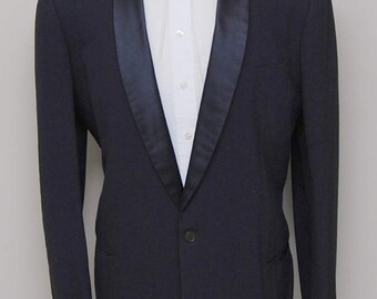 1950s men's blue wool tuxedo jacket/ 50s men's blue tux jacket/ After Six