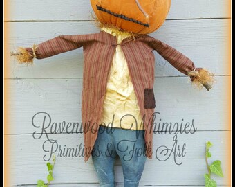 Primitive Pumpkin Pattern, Primitive Scarecrow, Primitive Fall, Prim Pumpkin, Prim Halloween, Halloween, Fall PATTERN!