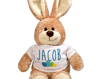 Colorful Easter Eggs Personalized Easter Bunny, plush bunny, plush toy, Easter gift for kids, easter basket stuffer -gfy86124668M-blue