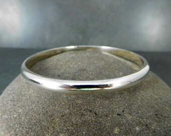 5mm Wide Domed Sterling Silver Bangle Bracelet, Smooth Half Round Solid 925 Sterling Silver, Simple Stacking Bracelet, Minimalist Jewelry