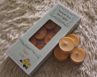 Tiger Lily Natural Soy Tea Lights - Pack of Ten