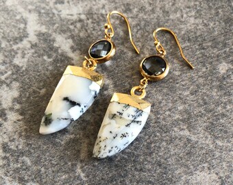 Dendrite Earrings / Dendrite Tusk Earrings /Dendrite Jewelry / Handmade Earrings / Dendrite / Birthday Gifts / Gemstone Earrings