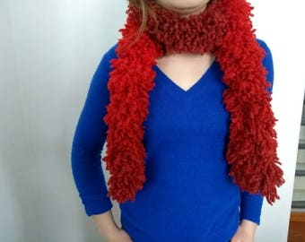 Scarf - Boa - red acrylic and wool
