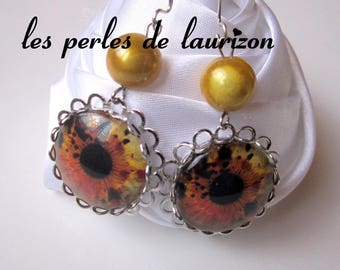 in the Tiger eye earrings
