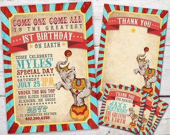 Vintage Circus Invitation, Vintage Circus Party, Vintage Circus Theme, Vintage Carnival Invitation, Circus Birthday Invitation, PRINTABLE