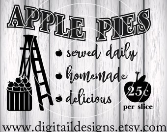 Farmhouse Style SVG - png - fcm - eps - dxf - ai - Cut File - Silhouette - Cricut - Apple Pie SVG - Home SVG - Fall Design