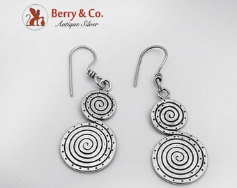 SaLe! sALe! Hand Made Spiraling Scroll Dangle Earrings Sterling Silver