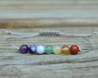 7 Chakra Bracelet, Chakra Stones Bracelet, String Bracelet, Intent Bracelet, Energy Bracelet, Rainbow Bracelet, Balance Bracelet