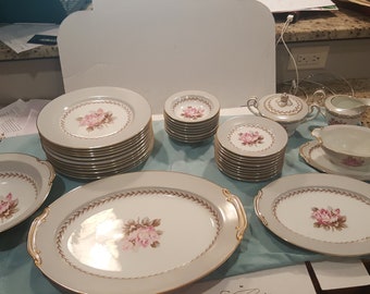 Vintage Noritake China Set in the Rosemont Pattern - Lot of 36