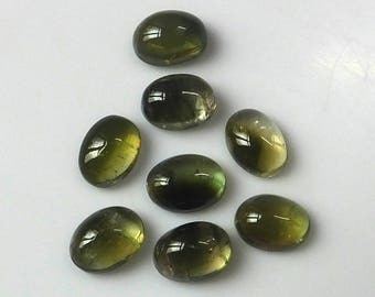 8 Pieces Lot 7X5 MM Oval Shape Natural Bi-Color Tourmaline Cabochon Cut Calibrated Untreated Gemstone Wholesale Lot Bi-Color Tourmaline