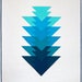 set of 6 blue fabric coupons, Kona solid quilt ARROWHEAD