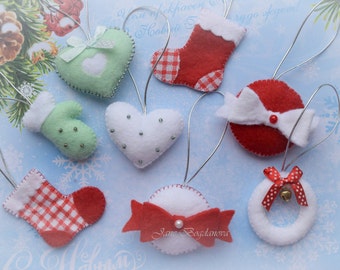 SALE! SET of 8 Christmas ornaments, Christmas gift, Felt Winter Ornaments