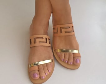 Meandros sandals / Ancient Greek leaather sandals/ Big size sansals/ Women's sandals