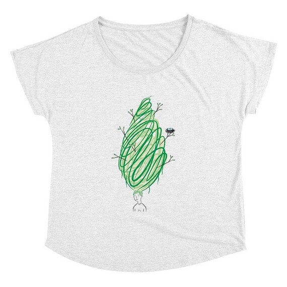Let It Grow - Women's / Ladies - Dolman T-shirt - Heather White by Oliver Lake iOTA iLLUSTRATiON