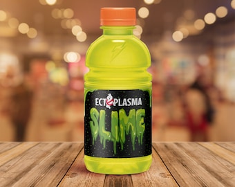Slime Party Sports Bottle Wrappers, Ghost-buster, Ectoplasma Slime, 12oz Gatorade Wrapper | Editable Text DIY Instant Download PDF Printable