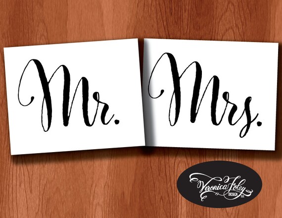 DIY Printable Mr. and Mrs. Wedding Sign Photo Prop Instant