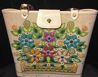 Enid Collins of Texas 1950's Flower Basket Bucket Bag