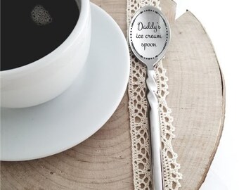 Father's day gift idea, engraved ice cream spoon for dad, new daddy's present, custom silverware, silver coffee spoon, ice cream shovel
