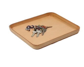 Natural Leather Valet Tray "L", Jewelry Tray, Key Tray, Home Interior , Molded Tray, Modern Furniture, Desk Organizer, All Time Gift