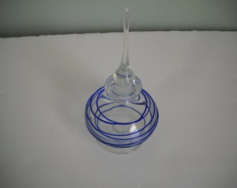 Art Glass Perfume Bottle Clear Glass with Blue