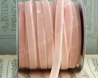 Blush Velvet Ribbon, 3/8" wide by the yard, Velvet Ribbon, Champagne Blush Velvet, Weddings, Gift Wrapping, Velvet Chokers, Sewing