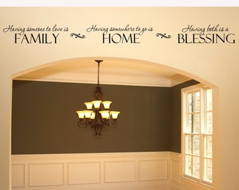 Family Wall Decal Wall Sticker Having somewhere to go is Home Family Blessing Living Room Entryway Dining Room Decor Vinyl Lettering Quote