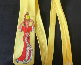 hand-painted necktie Carmen Miranda