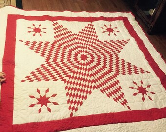 Lone Star Quilt| Texas Lone Star Quilt| Red Lone Star Quilt| Lonestar Quilt