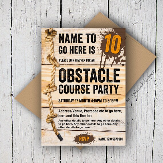 Obstacle Course Birthday Party Invitations 2