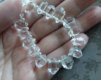 2-20 pcs, 10-12 mm, Herkimer Diamonds Loose Herkimers Beads Nugget Crystal, Top Drilled Herkimer, Double Terminated, april birthstone L