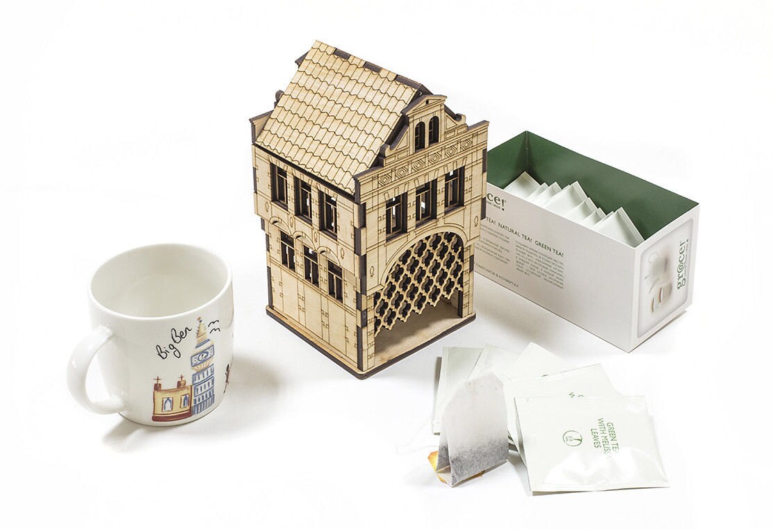 Unpainted wooden tea house. DIY kit house 'Amsterdam'
