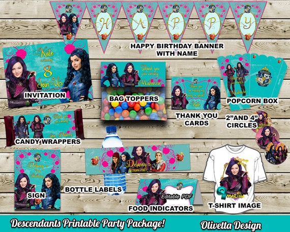 Descendants Birthday Party Package Printable Party Kit