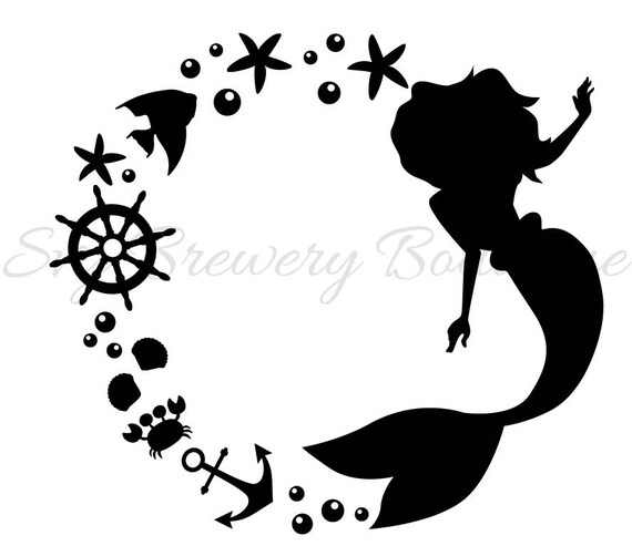 Download Mermaid monogram frame SVG (layered), PNG, DXF format ...