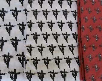 1/2 Yard or More! Lineman Fabric Material - Choice of three patterns